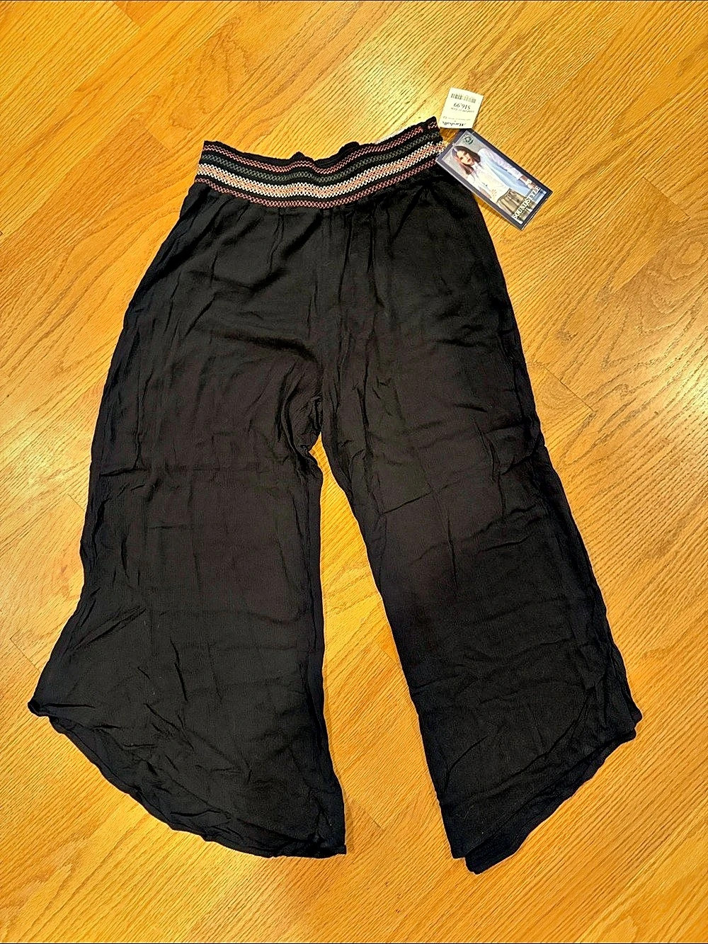 Sound Style Wide Leg gaucho Pants in Black Size Large NWT